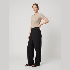 Astra | Wide Leg Trousers Asymmetrical Design, Black Dress Pants for Women