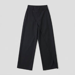 Astra | Wide Leg Trousers Asymmetrical Design, Black Dress Pants for Women