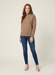 Avery Cashmere Sweater | Elegant Blend for Women, High Neck, Ribbed Details