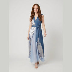 Bella | Denim Dress Asymmetrical Patchwork, Comfortable Fit for Women