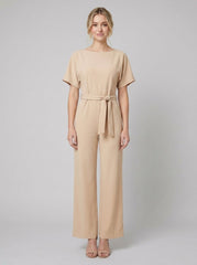 Bella | Elegant Jumpsuit Black, Wide-Leg, Self-Tie Belt