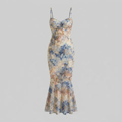 Bella | Floral Maxi Dress Mermaid Silhouette, Summer Wedding Guest Dress
