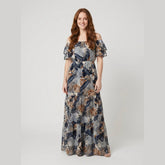 Bora | Floral Maxi Dress Off Shoulder, Bohemian Summer Dress for Wedding Guests
