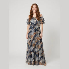 Bora | Floral Maxi Dress Off Shoulder, Bohemian Summer Dress for Wedding Guests
