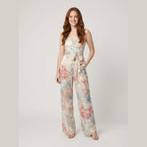 Bora | Elegant Jumpsuit Satin Halter, Wide-Leg Floral Design