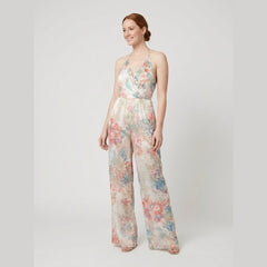 Bora | Elegant Jumpsuit Satin Halter, Wide-Leg Floral Design