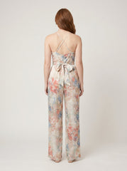 Bora | Elegant Jumpsuit Satin Halter, Wide-Leg Floral Design