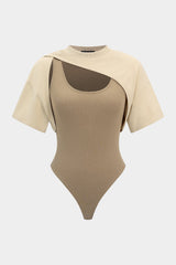 Breezy Bodysuit | Asymmetrical Short Sleeve, Soft Fabric