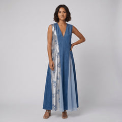 Breezy | Denim Dress Asymmetrical Patchwork, Comfortable Fit for Women