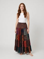 Brielle Maxi Skirt | Lightweight Rayon, Boho Patchwork Design