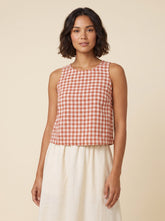 Bryn Women's Top | Lightweight Gingham Tank Top, Sleeveless Design