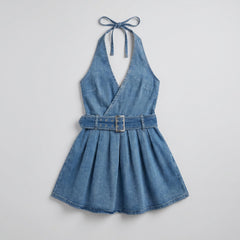Celeste | Halter Denim Dress