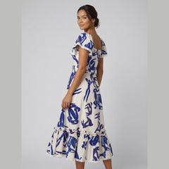 Celeste | Midi Dress Sheer Cotton Gauze, Corseted Back for Summer Weddings