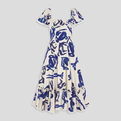 Celeste | Midi Dress Sheer Cotton Gauze, Corseted Back for Summer Weddings