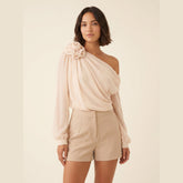 Chic | One Shoulder Blouse Asymmetrical Chiffon Design, Regular Fit