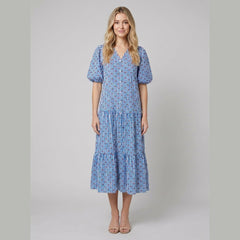 Citrus | Tara Dress Lightweight Cotton Sundress with V-Neckline and Balloon Sleeves