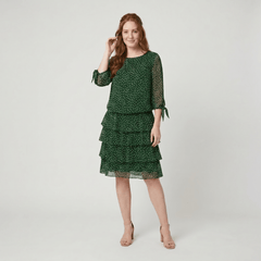 Cleo Classic Dress | Elegant Polka Dot Layered Design