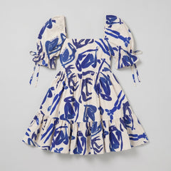 Cleo | Mini Market Dress Paper Cotton, Puff Sleeves, Summer Dress for Women