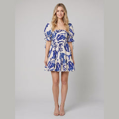 Cleo | Mini Market Dress Paper Cotton, Puff Sleeves, Summer Dress for Women