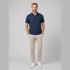 Cobalt | Men's Polo Shirt Breathable Linen, Classic Fit