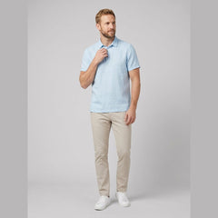 Cobalt | Men's Polo Shirt Breathable Linen, Classic Fit