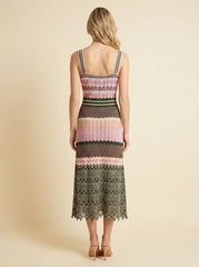 Dara | Midi Dress Contrast-Color, Viscose, Sleeveless Summer Dress