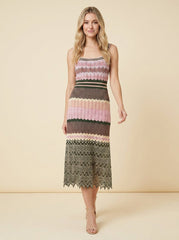 Dara | Midi Dress Contrast-Color, Viscose, Sleeveless Summer Dress