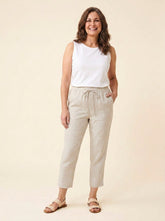 Dazzle | Linen Pants Women Relaxed Fit, White Ankle Length
