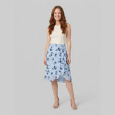 Elysia Midi Skirt | Blue Floral Wrap-Style, Flowy Fit