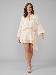 Elysia | Womens Dress Fully Pleated Mini Cocktail Dress with Ruffled Hem