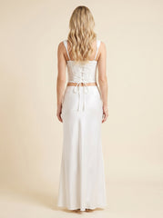 Elysian | Corset Top Broderie Anglaise, Lace-Up Back, Ruffle Trim