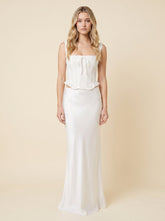 Elysian | Corset Top Broderie Anglaise, Lace-Up Back, Ruffle Trim