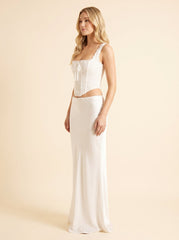 Elysian | Corset Top Broderie Anglaise, Lace-Up Back, Ruffle Trim