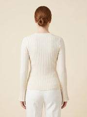 Emie Daly Ruffle Knit Long Sleeve Shirt