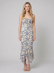 Fleur | Maxi Dress Floral Print, Irregular Hem, Rayon