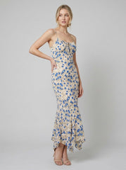 Fleur | Maxi Dress Floral Print, Irregular Hem, Rayon