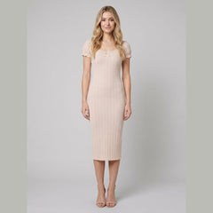 Glimmer | Maiden Dress Soft Knitted Fabric, Vintage Lace Trim for Women