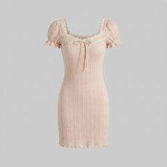 Glimmer | Maiden Dress Soft Knitted Fabric, Vintage Lace Trim for Women