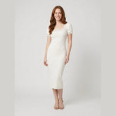 Glimmer | Maiden Dress Soft Knitted Fabric, Vintage Lace Trim, White Summer Dress for Women