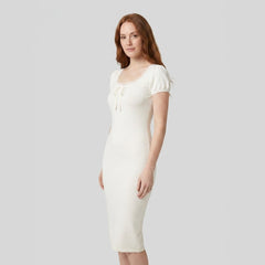 Glimmer | Maiden Dress Soft Knitted Fabric, Vintage Lace Trim, White Summer Dress for Women