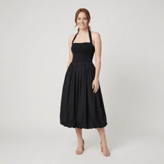 Haven | Midi Dress Textured Knit, Halter Neck, Bubble Hem