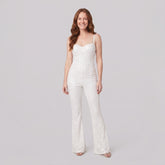 Haven Elegant Jumpsuit | White Velvet with Sequin Detail