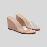 Iris | Wedge Mules Clear Design, Comfortable Slip-On Wedge Heel Shoes