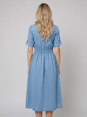Isabelle | Belted Denim Shirt Dress