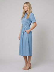 Isabelle | Belted Denim Shirt Dress