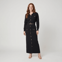 Jace | Button Knit Top And Maxi Skirt Set