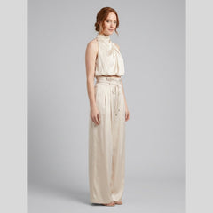 Kara | Women's Set Rayon Halter Crop Top & High Waist Wide Pants
