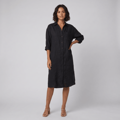 Lina | Shirt Dress Oversized Linen Shirt Dress for Women, Knee-Length, Button-Down