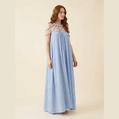 Lina | Maxi Dress Linen Blend, Draped Braids, Ankle-Length