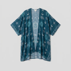 Luna Beach Kimono | Cotton Rayon Blend, One Size, Celestial Print